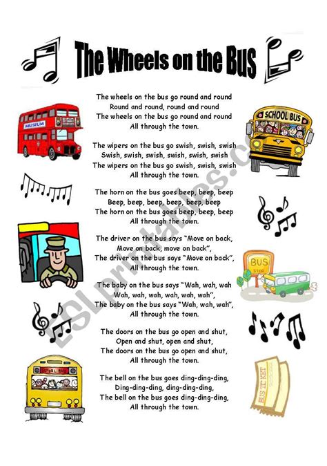 The Wheels On The Bus Lyrics Printable
